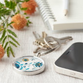 Gilded Indigo Flowers met witte achtergrond Sleutelhanger (Zijkant)