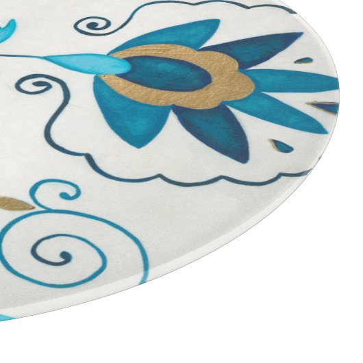 Gilded Indigo Flowers met witte achtergrond Snijplank (Hoek)