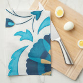 Gilded Indigo Flowers met witte achtergrond Theedoek (Quarter Fold)