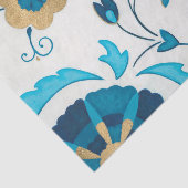 Gilded Indigo Flowers met Witte Achtergrond Tissuepapier (Detail)