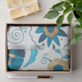 Gilded Indigo Flowers met Witte Achtergrond Tissuepapier (Geschenk)