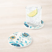 Gilded Indigo Flowers met witte achtergrond Zandsteen Onderzetter (Zijkant)