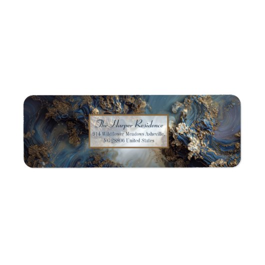 Gilded Indigo Mineral Return Address Etiket (Voorkant)