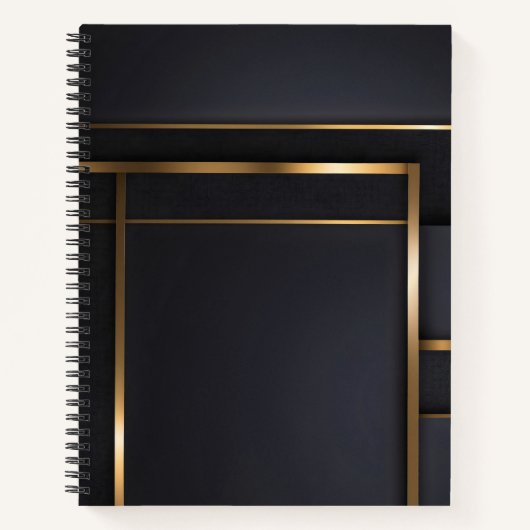 Gilded Intersections — Minimalist Black & Gold Notitieboek (Voorkant)