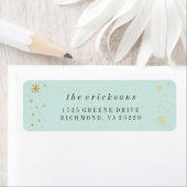 Gilded Joy Mint & Gold Foil Vakantie Adres Label (Insitu)