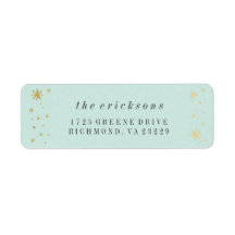 Gilded Joy Mint & Gold Foil Vakantie Adres Label