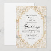 Gilded Lace Romance bloeien bruiloft Kaart (Voorkant / Achterkant)