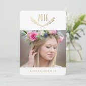Gilded Laurel Afstuderen Invitation Kaart (Staand voorkant)