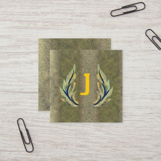 Gilded Leaf-J Vierkante Visitekaartje (Voorkant / Achterkant in situ)