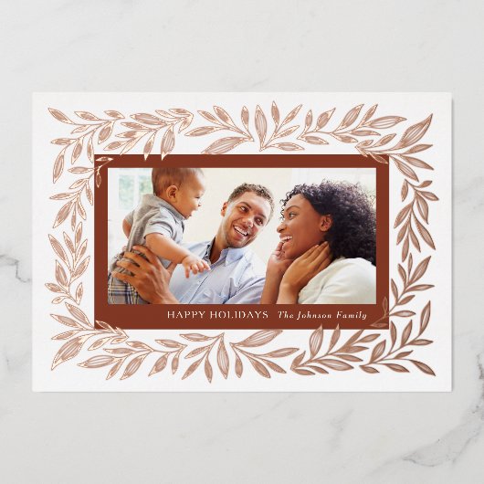 Gilded Leaves Instant Photo Lijst Folie Feestdagenkaart (Voorkant)