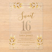 Gilded Majesty Sweet 16 Acrylic Invitation Acryl Uitnodigingen (Voorkant)