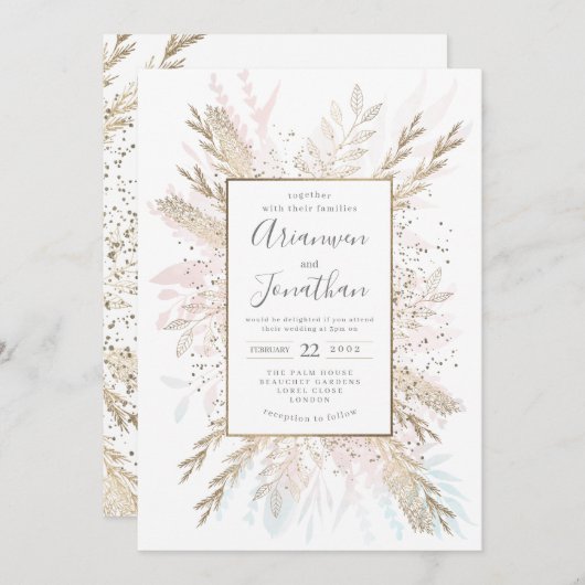 Gilded Meadow gold blush pinks. Kaart (Voorkant / Achterkant)