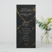 Gilded Midnight Marble Black & Gold Wedding Menu (Staand voorkant)