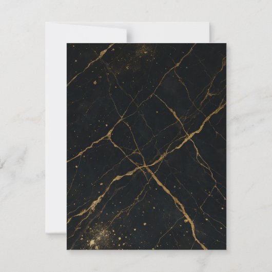 Gilded Midnight Marble Black & Gold Wedding RSVP Kaart (Achterkant)