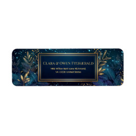 Gilded Midnight Navy Botanical Return Address Etiket
