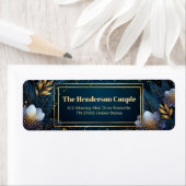 Gilded Midnight Navy Starry Botanical Address Etiket (Insitu)