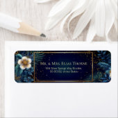 Gilded Midnight Navy Starry Botanical Address Etiket (Insitu)