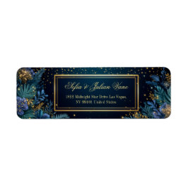 Gilded Midnight Navy Starry Tropical Botanical Etiket