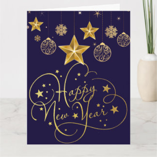 Gilded Midnight New Year’s Eve Card Luxury blue Kaart