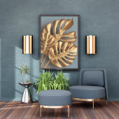 Gilded Monstera op Azure Foto Afdruk