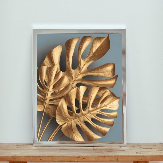 Gilded Monstera op Azure Foto Afdruk
