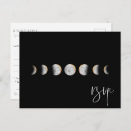 Gilded Moon Phases Wedding RSVP Song Request Reque Uitnodiging Briefkaart