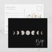 Gilded Moon Phases Wedding RSVP Song Request Reque Uitnodiging Briefkaart (Voorkant / Achterkant)