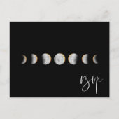 Gilded Moon Phases Wedding RSVP Song Request Reque Uitnodiging Briefkaart (Voorkant)