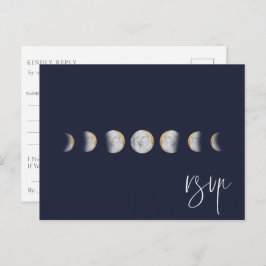 Gilded Moon Phases Wedding RSVP Song Request Reque Uitnodiging Briefkaart