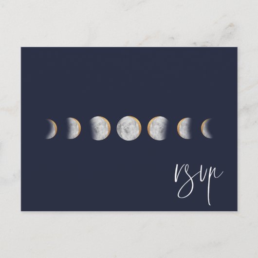 Gilded Moon Phases Wedding RSVP Song Request Reque Uitnodiging Briefkaart (Voorkant)