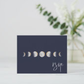 Gilded Moon Phases Wedding RSVP Song Request Reque Uitnodiging Briefkaart (Staand voorkant)