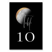 Gilded Moon Wedding Black Table Number Kaart (Voorkant)