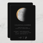 Gilded Moon Wedding Invitation Aankondiging (Voorkant / Achterkant)