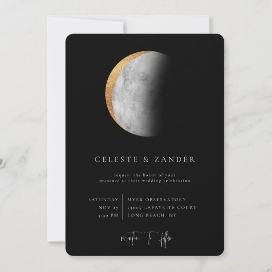 Gilded Moon Wedding Invitation Aankondiging (Voorkant)