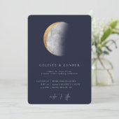 Gilded Moon Wedding Invitation Aankondiging (Staand voorkant)