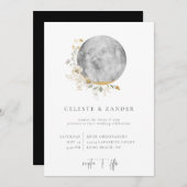 Gilded Moon Wildflower Wedding Invitation Aankondiging (Voorkant / Achterkant)