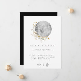 Gilded Moon Wildflower Wedding Invitation Aankondiging