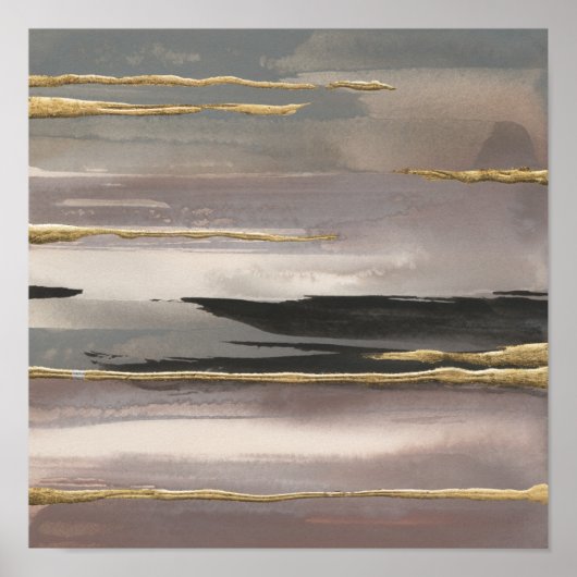 Gilded Morning Fog II Gold Abstract Print (Voorkant)