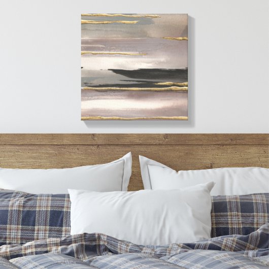 Gilded Morning Fog II Gold Abstract Print (Insitu (Slaapkamer))