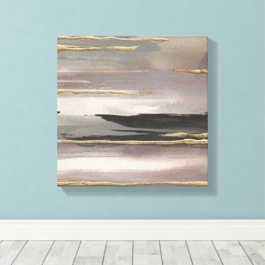 Gilded Morning Fog II Gold Abstract Print (Insitu (Houten vloer))