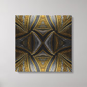 Gilded Mosaic Luxe – Black & Gold Tiled Metal Wall Canvas Afdruk (Voorkant)
