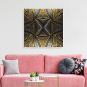 Gilded Mosaic Luxe – Black & Gold Tiled Metal Wall Canvas Afdruk (Insitu (Woonkamer))