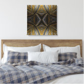 Gilded Mosaic Luxe – Black & Gold Tiled Metal Wall Canvas Afdruk (Insitu (Slaapkamer))