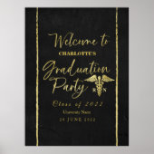 Gilded Nurse Medical Graduation Party Welkomstbord Poster (Voorkant)