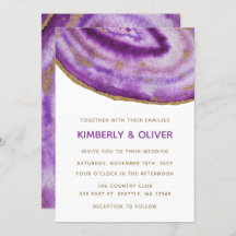 Gilded Paars Agate Wedding Invitations