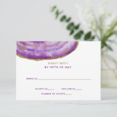 Gilded Paars Agate Wedding Invitding rsvp (Staand voorkant)