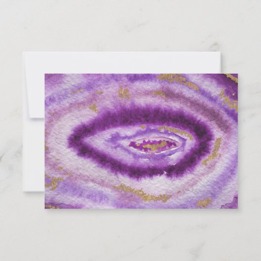 Gilded Paars Agate Wedding Invitding rsvp (Achterkant)