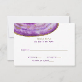 Gilded Paars Agate Wedding Invitding rsvp Kaartje