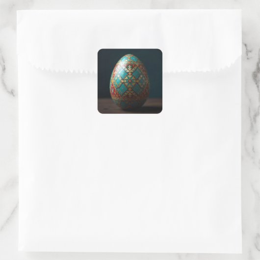 Gilded Patchwork Easter Egg Vierkante Sticker (Tas)