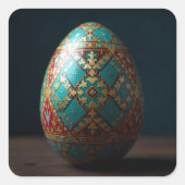 Gilded Patchwork Easter Egg Vierkante Sticker (Voorkant)